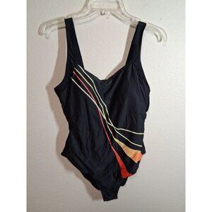 NWOT Retro Y2K 1 Piece Swimsuit Summer Beach Pool Vacation Black Size XL